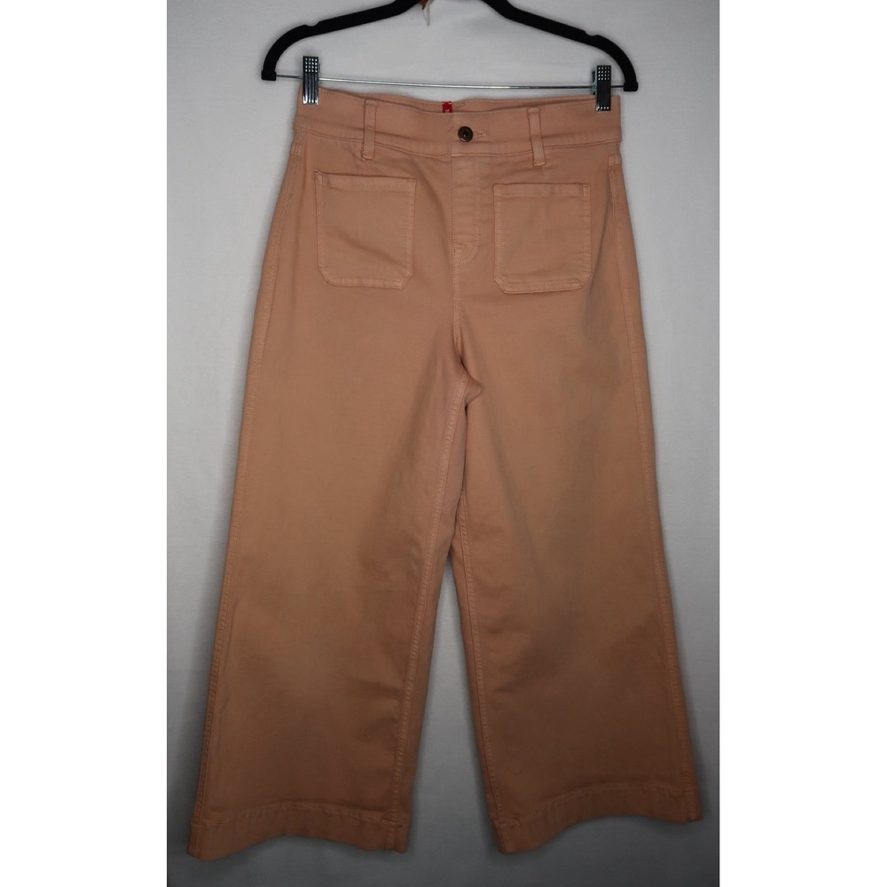 SPANX Stretch Twill Wide Leg Crop Pants Peach Women's Small Petite High Rise EUC